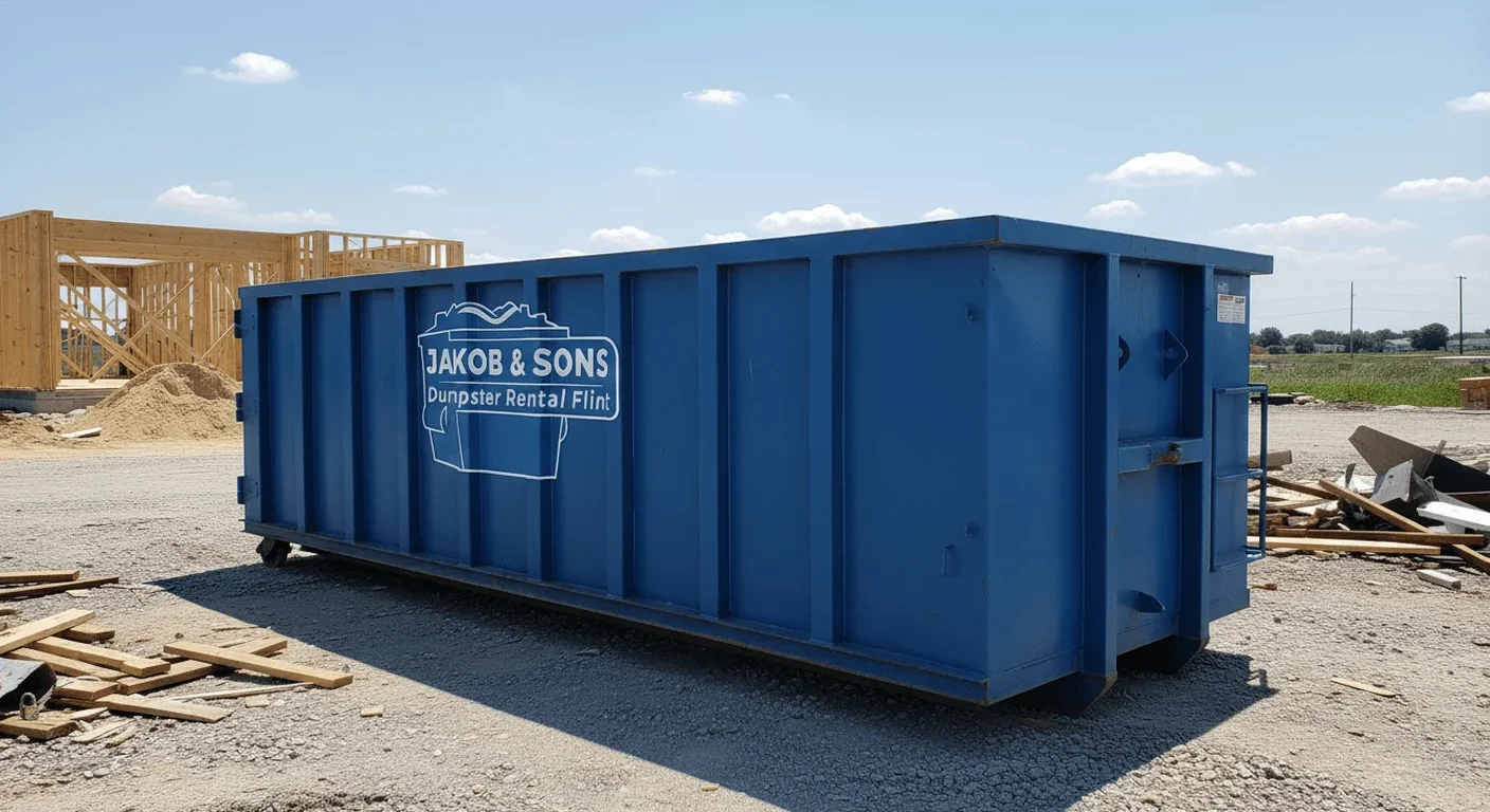 Jakob & Sons Dumpster Rental dumpster delivered for an estate cleanout project in Flint